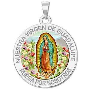 Nuestra Virgen De Guadalupe Round Color Religious Medal   EXCLUSIVE 