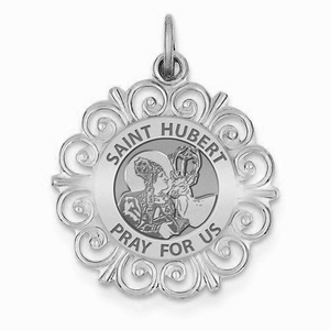 Saint Hubert Round Filigree Religious Medal   EXCLUSIVE 