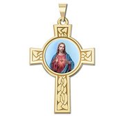 Sacred Heart of Jesus Cross Religious Medal  Color EXCLUSIVE 