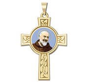 Saint Pio of Pietrelcina Cross Religious Medal   Color EXCLUSIVE 