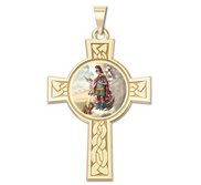 Saint Florian Cross Religious Medal   Color EXCLUSIVE 