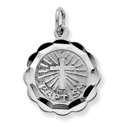 Baptism Round Diamond Cut Round Charm