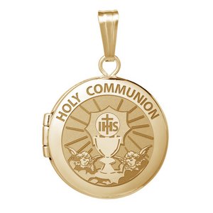 14k Yellow Gold Round  Holy Communion   Locket
