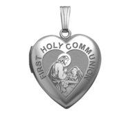 Sterling Silver Heart   Girls Holy Communion   Locket