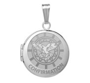 Sterling Silver Round  Picture Confirmation  Holy Spirit  Locket