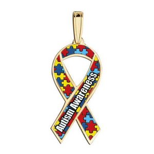 Autism Awareness Ribbon Rainbow Color Charm