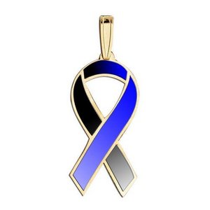 Awareness Ribbon Black and Blue Color Charm