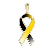Awareness Ribbon Black and Gold Color Charm
