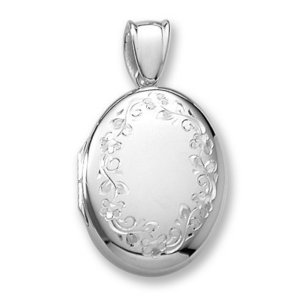 18k Premium Weight White Gold Oval Picture Locket Jewelry