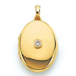 18K Yellow Gold   Diamond Oval Locket
