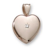 18k Premium Weight Yellow Gold Heart Picture Locket w  5pt  Diamond