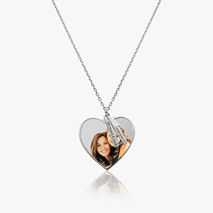 Photo Pendant Heart Necklace w  Personalized Name Tags