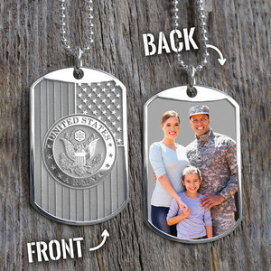 Officially Licensed Reversible US Army Photo Engraved Dog Tag