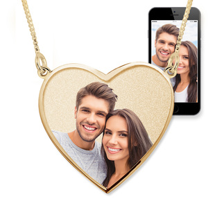 Heart with Border Photo Pendant Charm with Two Loops
