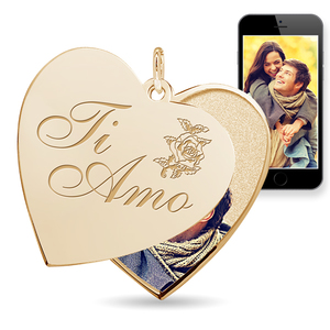 Ti Amo   I Love You in Italian  Heart Swivel Photo Pendant