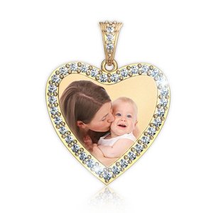 Diamond Photo Engraved Heart Pendant