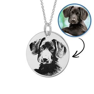 Antiqued Laser Carved Photo Round Disc Pendant with 18  Necklace Included