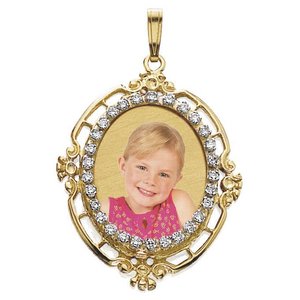 Small Oval Diamond Frame Photo Pendant Picture Charm