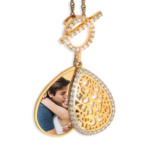Photo Engraved Ornate Teardrop Swivel Locket with Chain Included