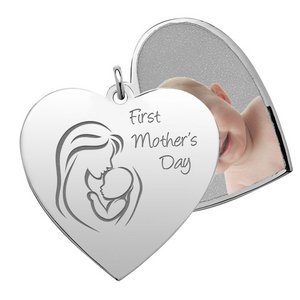  First Mother s Day  Heart Swivel Photo Pendant