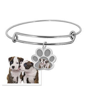 Dog Paw Print Photo Charm Expandable Bracelet