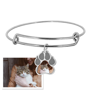 Cat Paw Print Photo Charm Expandable Bracelet