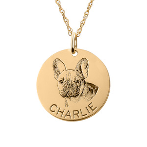 Antiqued Personalized Laser Etched Pet Portrait Pendant w  Name