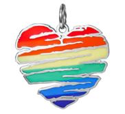 Gay Pride Heart W  Enamel Pendant