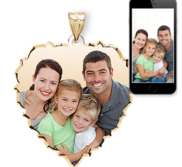 Large Scalloped Heart with Dia  Cut Edge Photo Pendant Picture Charm