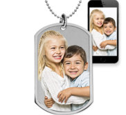 Stainless Steel Photo Dog Tag Photo Pendant w  24 inch Ball Chain