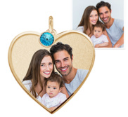 Heart with Border Photo Pendant Picture Charm w  Birthstone