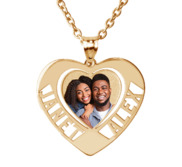Heart Photo Pendant with Two Names  Cut Out 