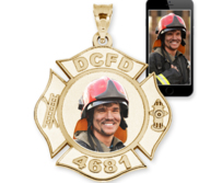 Fire Fighter Badge Photo Pendant Picture Charm with Name and Number