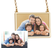 Sideways Rectangle Photo Engraved Necklace w  18  Chain