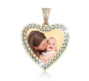 Diamond Photo Engraved Heart Pendant