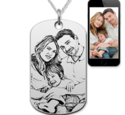 Stainless Steel Dog Tag Photo Pendant with Chain