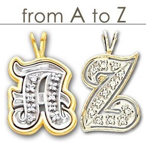 Diamond Outlined Initial in 14K Two Tone Gold