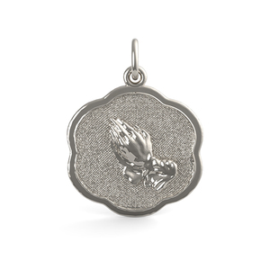 Praying Hands Scalloped Disc Charm
