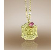 Octagon Shaped Framed Pendant w  Diamonds   Pink Sapphire