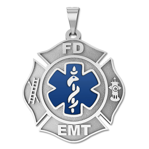 Firefighter EMT Badge w  Blue Enamel