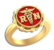 Registered Nurse   Round With Floral Border Signet RN Ring
