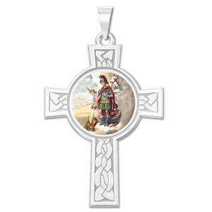 Saint Florian Cross Religious Medal   Color EXCLUSIVE 