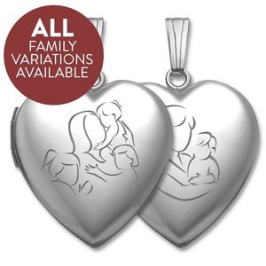 Build Your Own Sterling Silver 2 Picture Mom Heart Locket