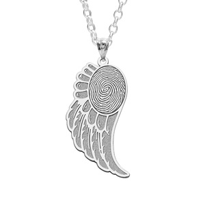 Custom Fingerprint Angel Wing Pendant