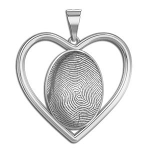Custom Fingerprint 3D Heart Pendant
