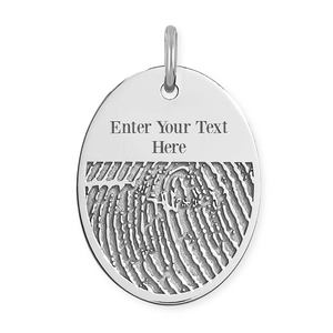 Custom Fingerprint Oval Charm or Pendant with Text