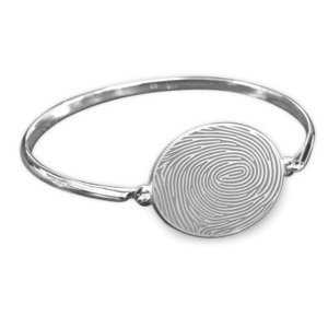 Custom Fingerprint Oval Bangle Bracelet
