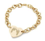 14k Yellow Gold Custom Footprint Heart Bracelet