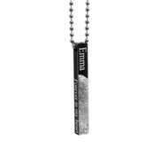 Personalized Black Stainless Steel Fingerprint Vertical 3D Bar Necklace