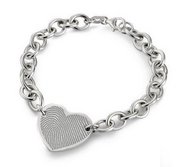 Sterling Silver Custom Fingerprint Heart Bracelet